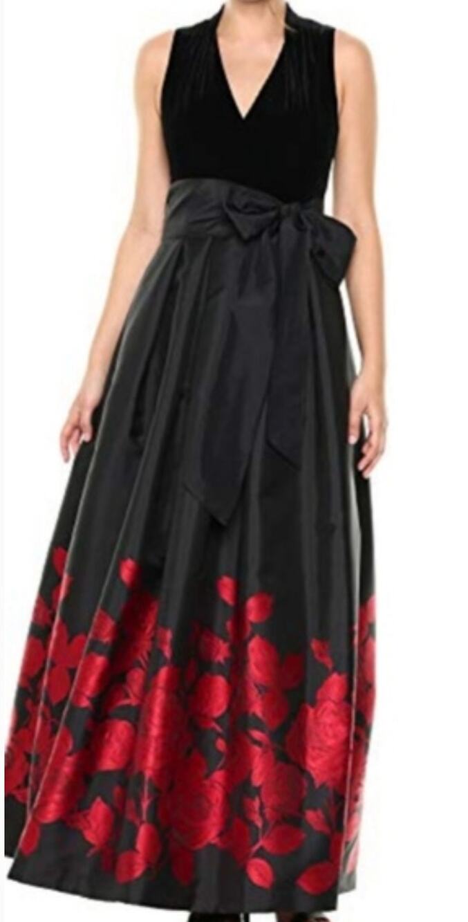 Eliza J Formal Red & Black Long Dress Size 8
